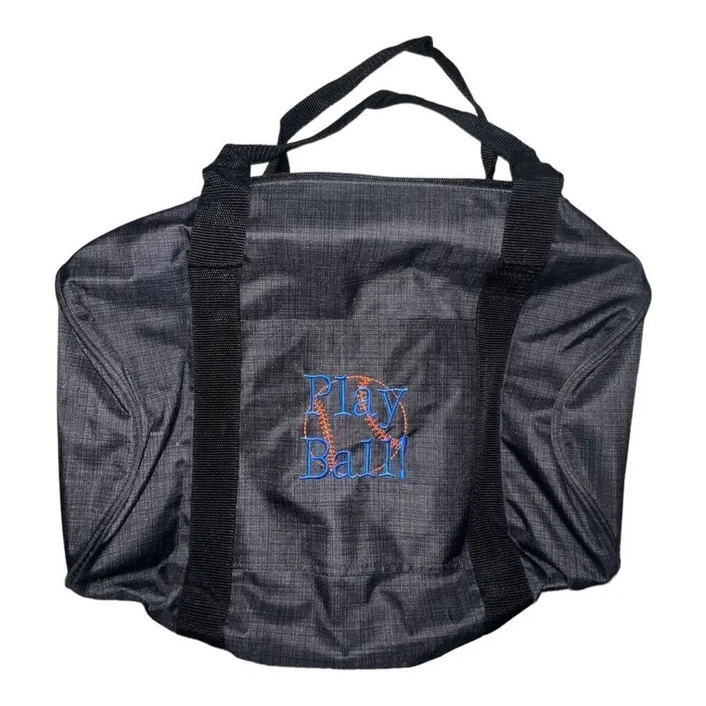 Thirty-One Junior Rec Duffle Bag Black Cross Pop Play Ball Baseball Embroidered